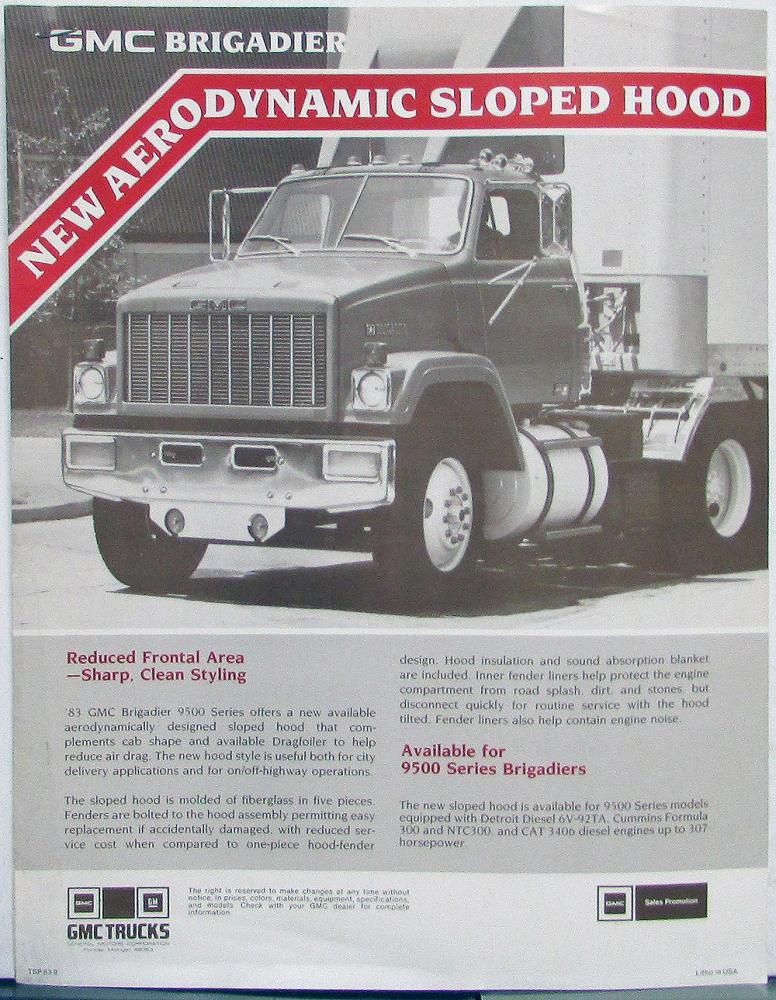 1983 GMC Brigadier Sloped Hood Sales Sheet & E-Z Spec Chart for Ordering Truck