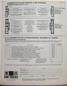 1983 GMC S-15 Vs Truck Competition Magnetic Sign Order Form Original