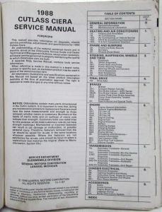 1988 Oldsmobile Chassis Service Manual - Cutlass Ciera Cutlass Cruiser