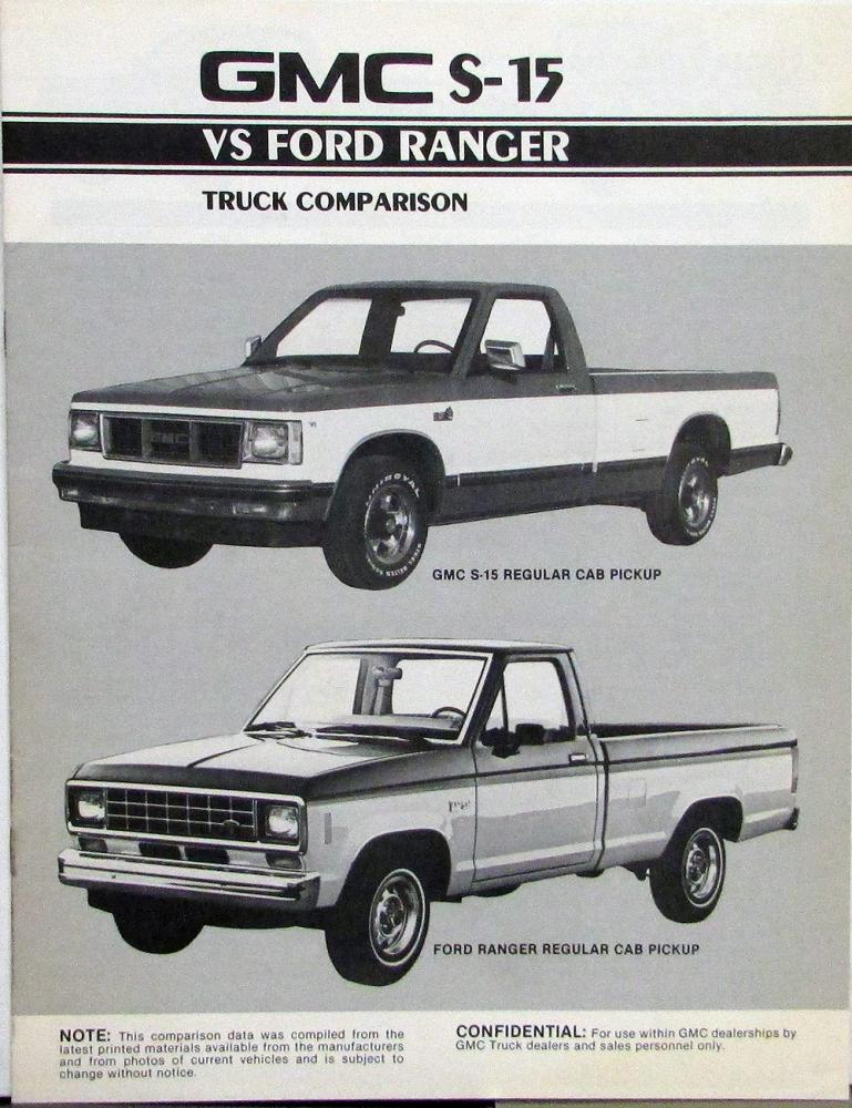 1983 GMC S-15 Pickup Truck Vs Ford Ranger Comparison Sales Brochure Original