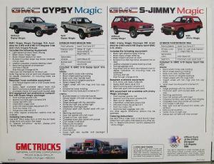 1983 GMC S-Jimmy & Gypsy S-15 Magic Pickup Truck Packages Sales Brochure Folder