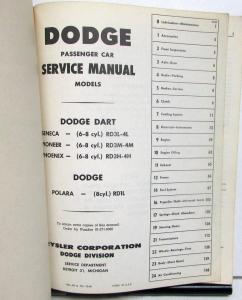 1961 Dodge Dealer Service Procedure Manual Shop Repair Updates Dart Polara Orig