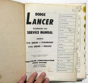 1961 Dodge Lancer Dealer Service Shop Repair Manual 170 770 Series Original
