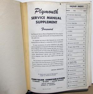 1961 Plymouth Dealer Service Shop Repair Manual Supplement Savoy Belvedere Fury