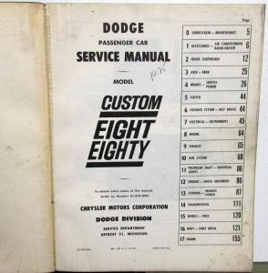 1962 Dodge Custom Eight Eighty 880 Dealer Service Shop Repair Manual Orig