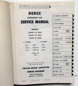 1962 Dodge Dealer Service Shop Repair Manual Lancer Dart Polara 500 Original