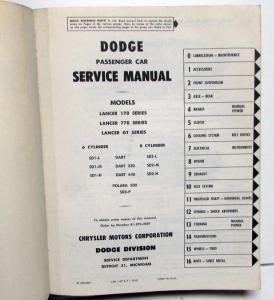 1962 Dodge Dealer Service Shop Repair Manual Lancer Dart Polara 500 Original