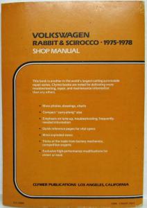 1975-1978 Volkswagen VW Rabbit and Scirocco Clymer Shop Manual