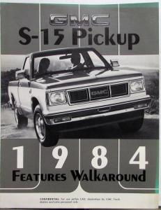 1984 GMC S-15 Pickup Truck Features Sales Brochure Folder DEALER ITEM ONLY
