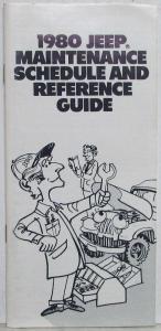 1980 Jeep Maintenance Schedule and Reference Guide CJ Cherokee Wagoneer Truck