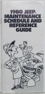 1980 Jeep Maintenance Schedule and Reference Guide CJ Cherokee Wagoneer Truck