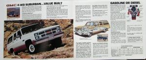 1984 GMC Suburban Sierra Pkgs 2WD  4WD Gas Diesel Sales Brochure Original