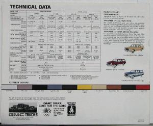 1984 GMC Suburban Sierra Pkgs 2WD  4WD Gas Diesel Sales Brochure Original