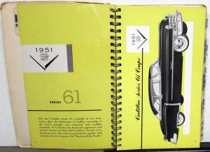 1951 Cadillac Dealer Data Book Series 61 62 60 Special 75 Rare