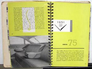 1951 Cadillac Dealer Data Book Series 61 62 60 Special 75 Rare