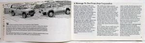 1987 Jeep Cherokee 4x2 Owners Manual Original