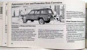 1987 Jeep Cherokee 4x2 Owners Manual Original