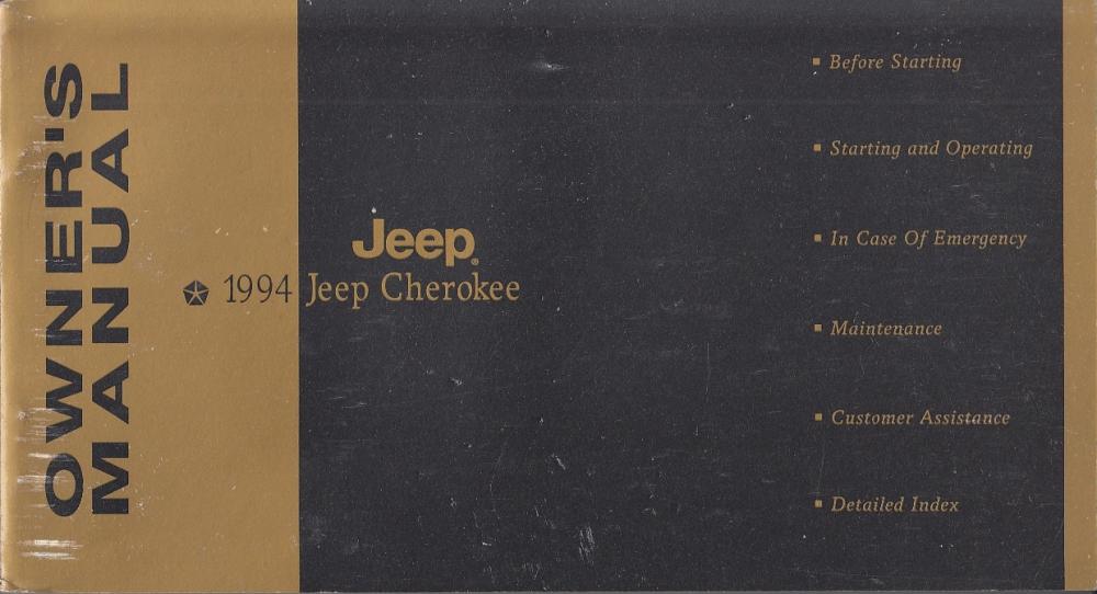 1994 JEEP CHEROKEE SPORT OWNERS MANUAL PDF visual data 2