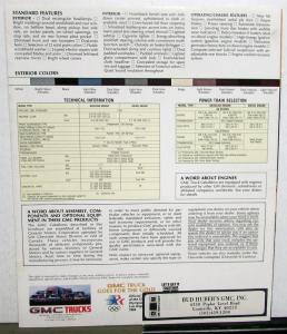 1984 GMC Caballero Diablo Amarillo Truck Sales Brochure Folder Original