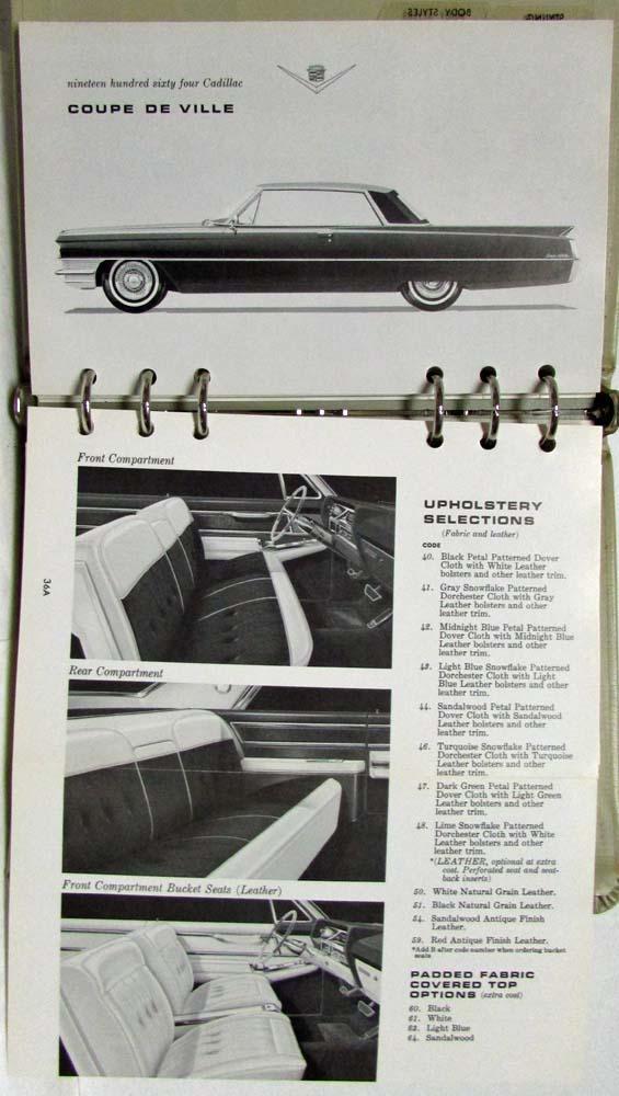 1964 Cadillac Written Montage Manuell Deville Eldorado Serie 62 60 75 Fleetwood 