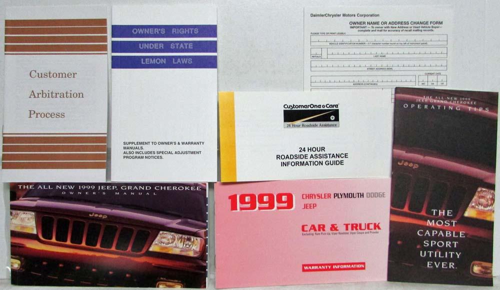 1999 Jeep Grand Cherokee Owners Manual and Warranty Information with Extras