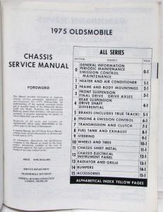 1975 Oldsmobile Chassis Service Manual - Starfire Omega Cutlass 88 98 Toronado