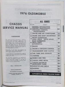 1976 Oldsmobile Service Shop Repair Manual - All Series
