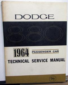1964 Dodge 880 Dealer Service Shop Repair Manual Custom 880 Original