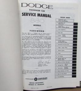 1964 Dodge 880 Dealer Service Shop Repair Manual Custom 880 Original