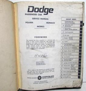 1966 Dodge Polara Monaco Dealer Service Shop Repair Manual Original