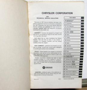 1977 Chrysler Plymouth Dodge Dealer Cars & Trucks Technical Service Bulletins