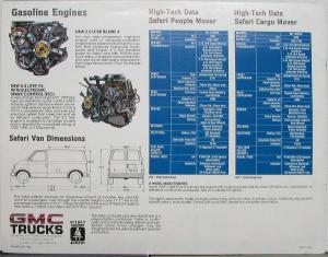 1985 GMC Safari Van Cargo Van M10905 and M10906 Sales Brochure Original