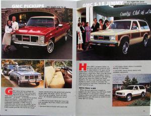 1985 GMC Safari Suburban S-15 Pickup Sierras S-15 Jimmy Truck Van Sales Brochure