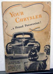 1941 Chrysler C30 Saratoga New Yorker Owners Operators Manual Original