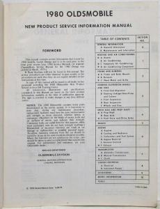 1980 Oldsmobile New Product Service Information Manual 001