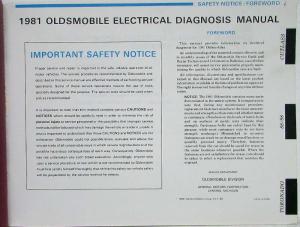 1981 Oldsmobile Electrical Troubleshooting Manual - Cutlass Delta 88 98 Toronado