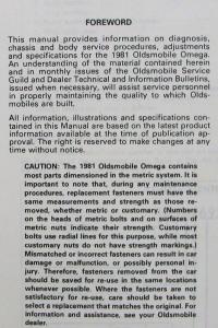 1981 Oldsmobile Omega Service Shop Repair Manual