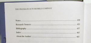 1902-1934 The Franklin Automobile Company History Signed