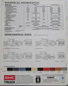 1986 GMC S15 Pickup Truck Gypsy Sierra Club Coupe 4WD Cab/Chassis Sales Brochure