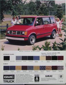 1986 GMC Safari Van Truck Sales Brochure Original