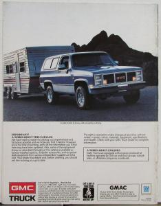 1986 GMC Truck CANADIAN Trailering Guide Vans Pickups Jimmy Suburban Original