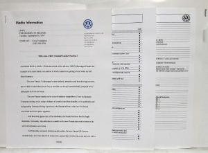 1998 Volkswagen VW Media Information Press Kit Passat Golf GTI Jetta Cabrio