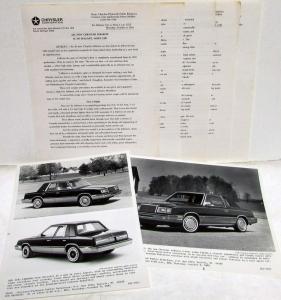 1982 Chrysler Plymouth Press Kit - LeBaron New Yorker Cordoba Imperial Reliant