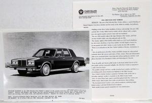 1982 Chrysler Plymouth Press Kit - LeBaron New Yorker Cordoba Imperial Reliant