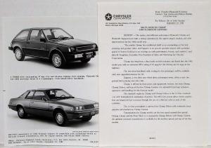 1982 Chrysler Plymouth Press Kit - LeBaron New Yorker Cordoba Imperial Reliant