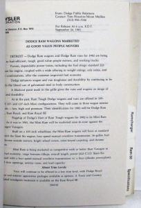 1982 Dodge Truck Technical Information Press Preview Media Kit - Confidential