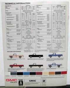 1987 GMC R&V Pickup Full Size 2- 4-WD Truck Sales Brochure Original