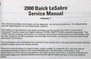 2000 Buick LeSabre Service Shop Repair Manuals - 2 Volumes