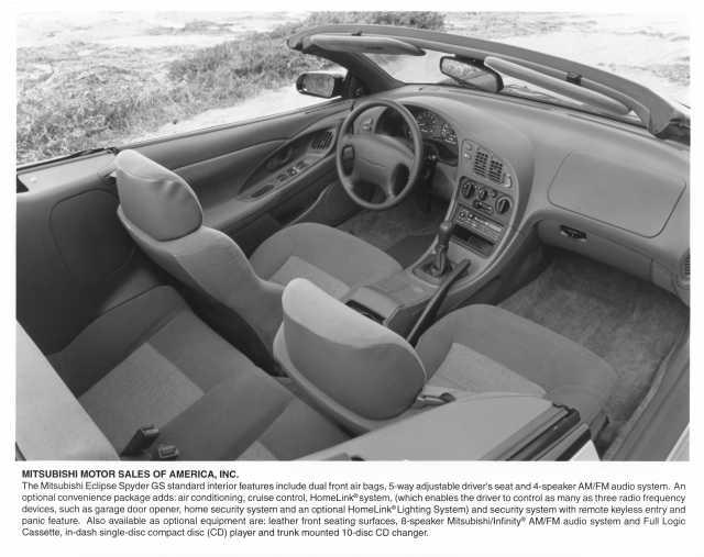 1996 Mitsubishi Eclipse Spyder GS Interior Press Photo 0065