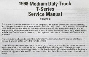 1998 GMC Chevrolet Medium Duty Truck T Series Service Shop Repair Manual - 3 Vol